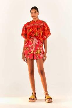 Red Secret Garden Organic Cotton Blouse -Colorful Wear Store 299824 04