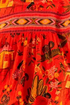 Red Secret Garden Organic Cotton Blouse -Colorful Wear Store 299824 05