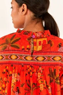 Red Secret Garden Organic Cotton Blouse -Colorful Wear Store 299824 06