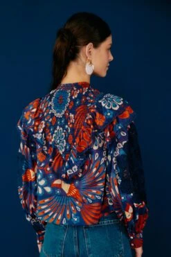 Farm Rio Navy Pineapple Flowers Blouse -Colorful Wear Store 301819 03