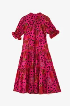 Farm Rio Pink Snake Fruit Organic Cotton Midi Dress 7 Farm Rio Pink Snake Fruit Organic Cotton Midi Dress -Colorful Wear Store 301829 04