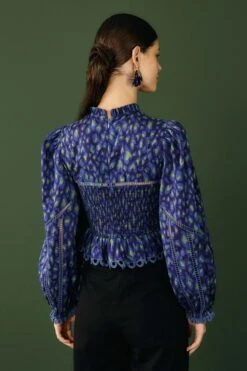 Farm Rio Blue Leopard Pop Blouse 8 Farm Rio Blue Leopard Pop Blouse -Colorful Wear Store 301831 03