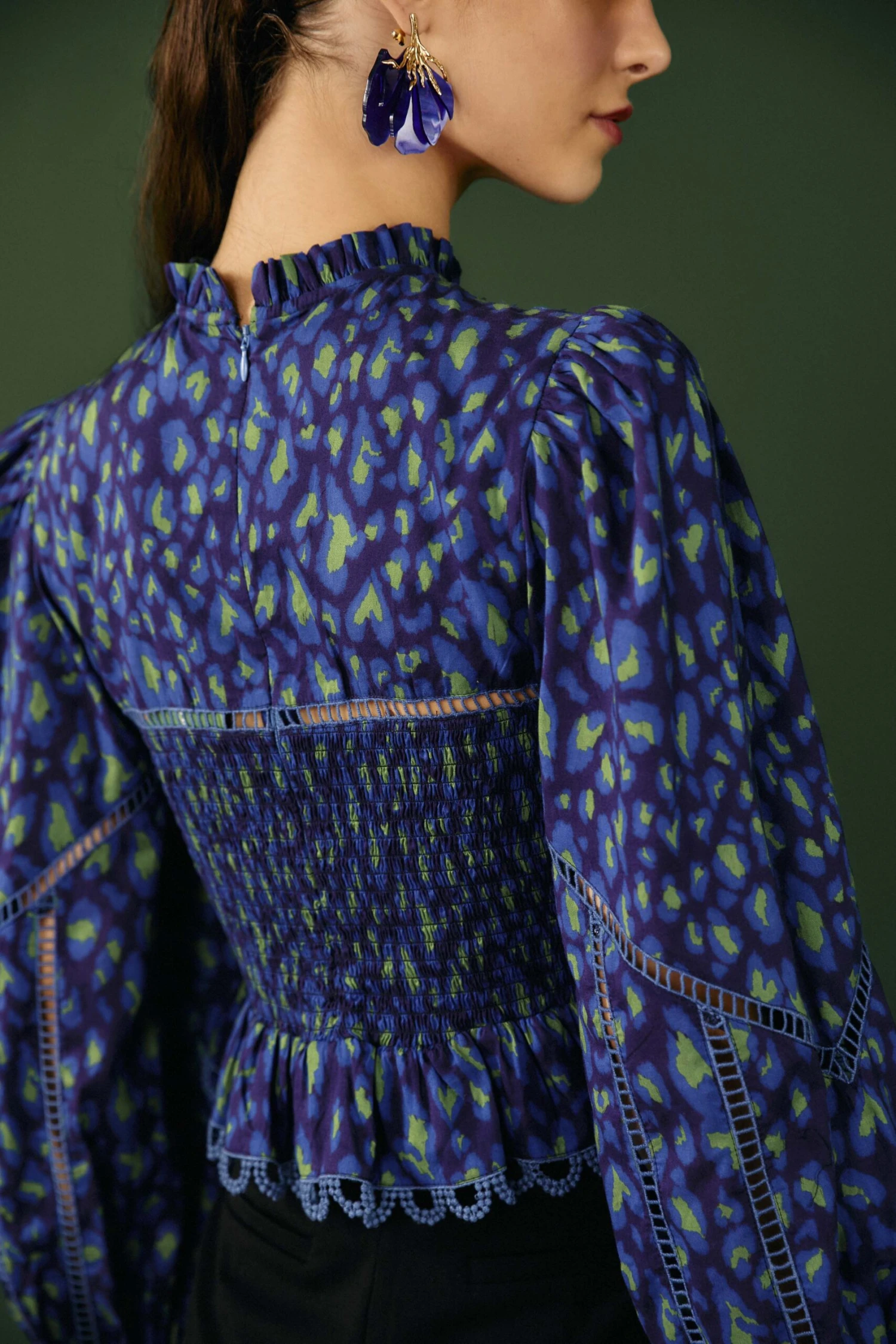 Farm Rio Blue Leopard Pop Blouse 4 Farm Rio Blue Leopard Pop Blouse - Image 4