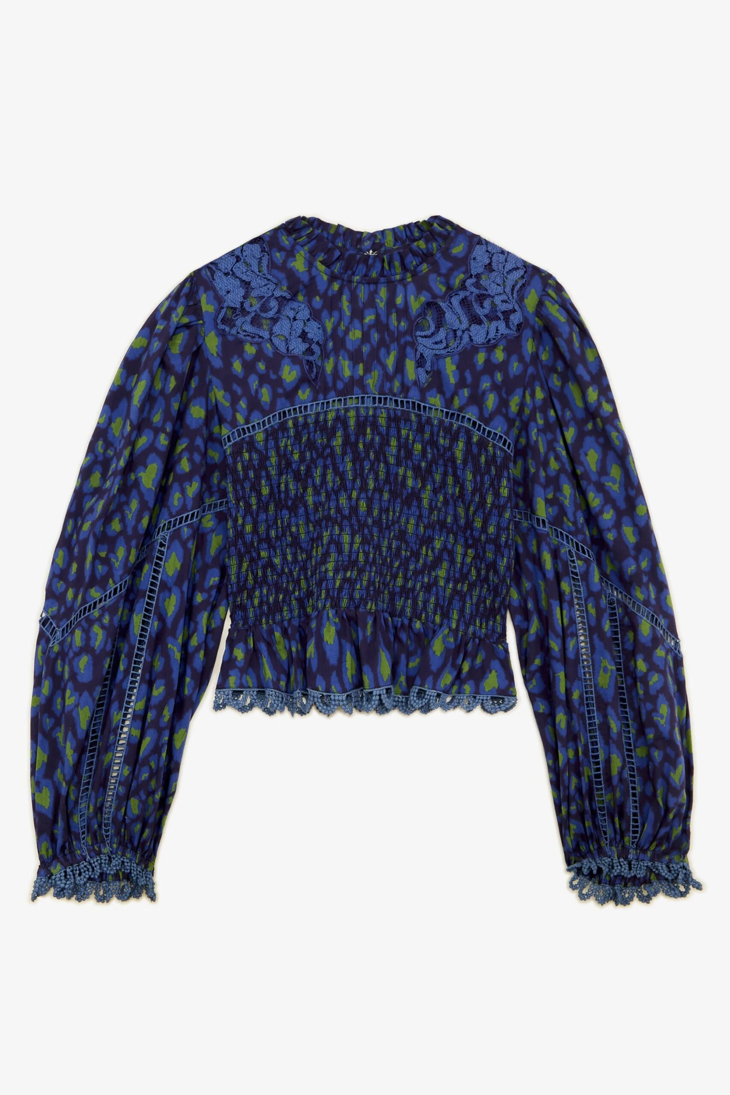 Farm Rio Blue Leopard Pop Blouse 6 Farm Rio Blue Leopard Pop Blouse - Image 6