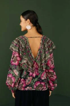 Black Flowers Garden Blouse -Colorful Wear Store 301870 02