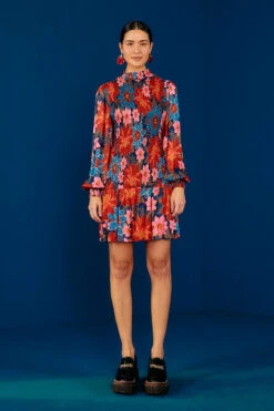 Farm Rio Navy Garden Smocked Mini Dress 7 Farm Rio Navy Garden Smocked Mini Dress -Colorful Wear Store 301902 03