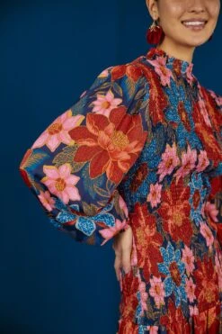 Farm Rio Navy Garden Smocked Mini Dress 8 Farm Rio Navy Garden Smocked Mini Dress -Colorful Wear Store 301902 04