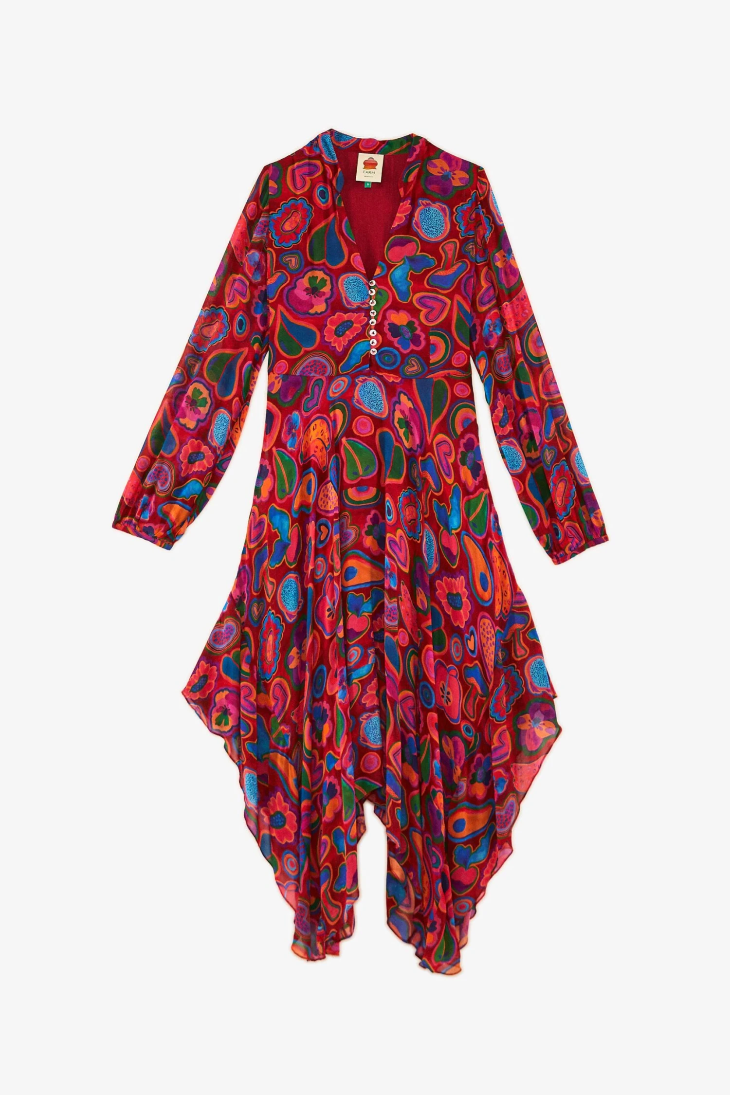 Farm Rio Red Lisa Sheer Midi Dress 4 Farm Rio Red Lisa Sheer Midi Dress - Image 4