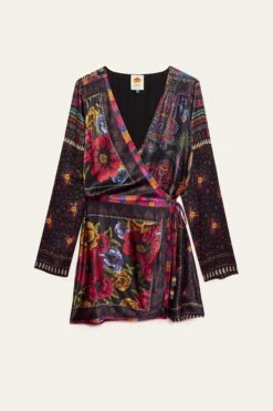 Farm Rio Black Mixed Scarves Mini Dress -Colorful Wear Store 301909 07