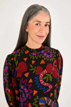 Farm Rio Black Jungle Fruits Midi Dress 8 Farm Rio Black Jungle Fruits Midi Dress -Colorful Wear Store 301928 03