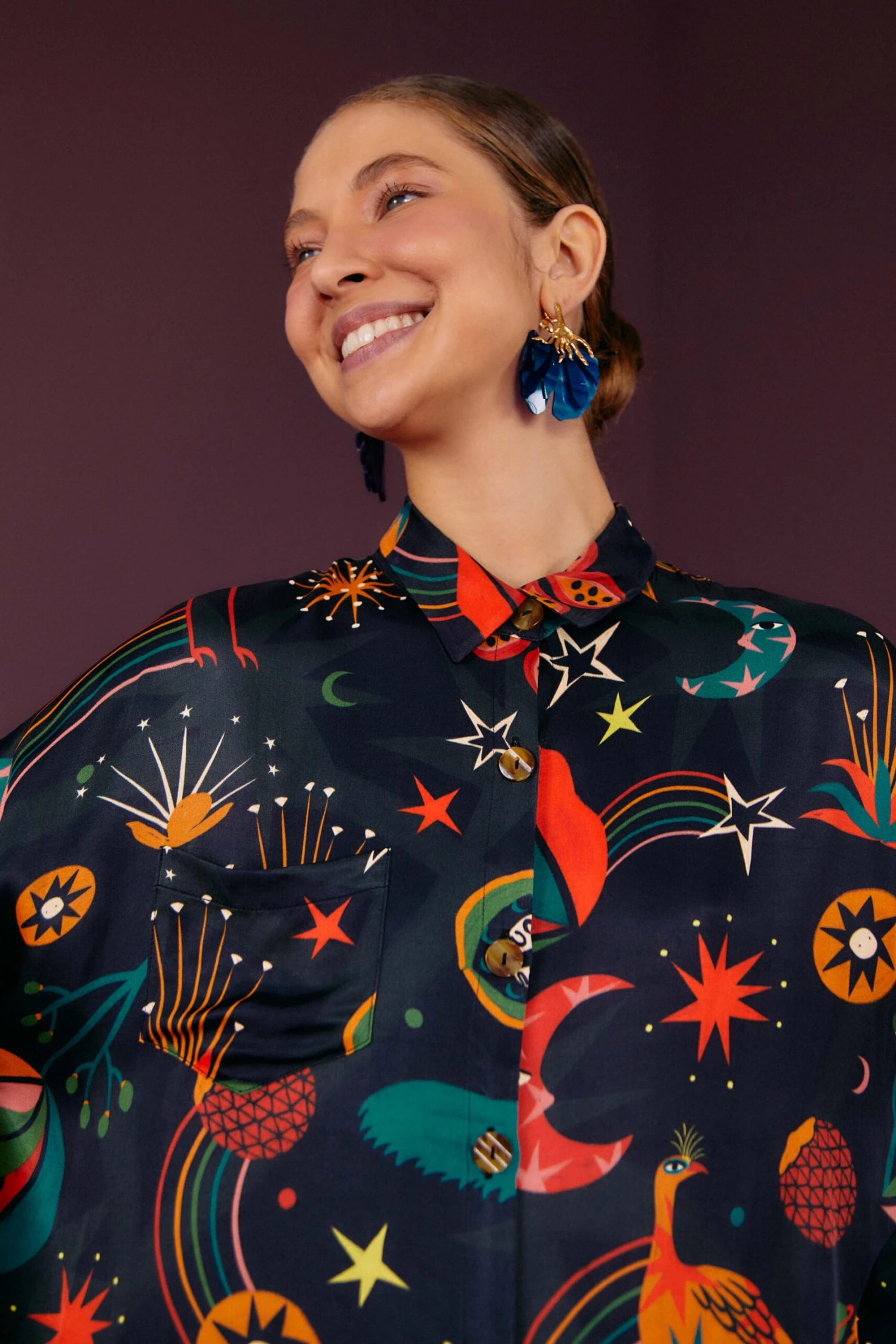 Farm Rio Black Cerrado Sky Lenzing™ Ecovero™ Viscose Shirtdress 1 Farm Rio Black Cerrado Sky Lenzing™ Ecovero™ Viscose Shirtdress