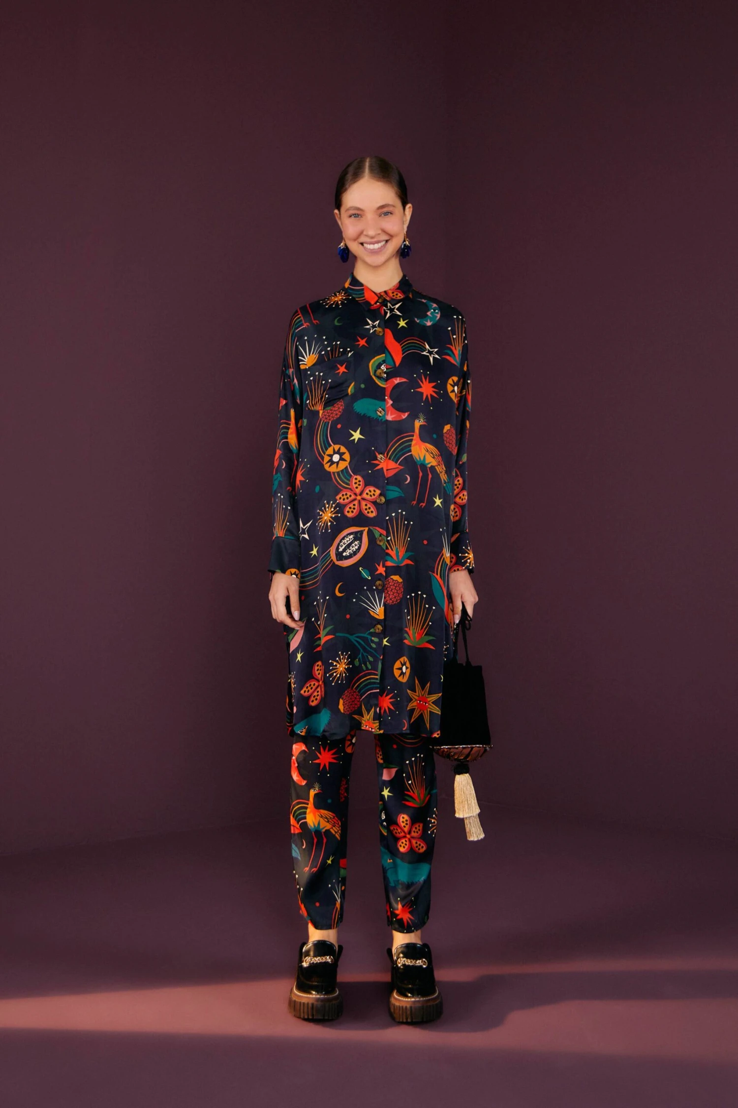 Farm Rio Black Cerrado Sky Lenzing™ Ecovero™ Viscose Shirtdress 4 Farm Rio Black Cerrado Sky Lenzing™ Ecovero™ Viscose Shirtdress - Image 4