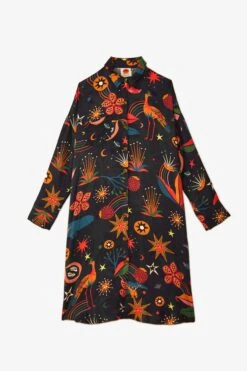 Farm Rio Black Cerrado Sky Lenzing™ Ecovero™ Viscose Shirtdress 9 Farm Rio Black Cerrado Sky Lenzing™ Ecovero™ Viscose Shirtdress -Colorful Wear Store 301933 06