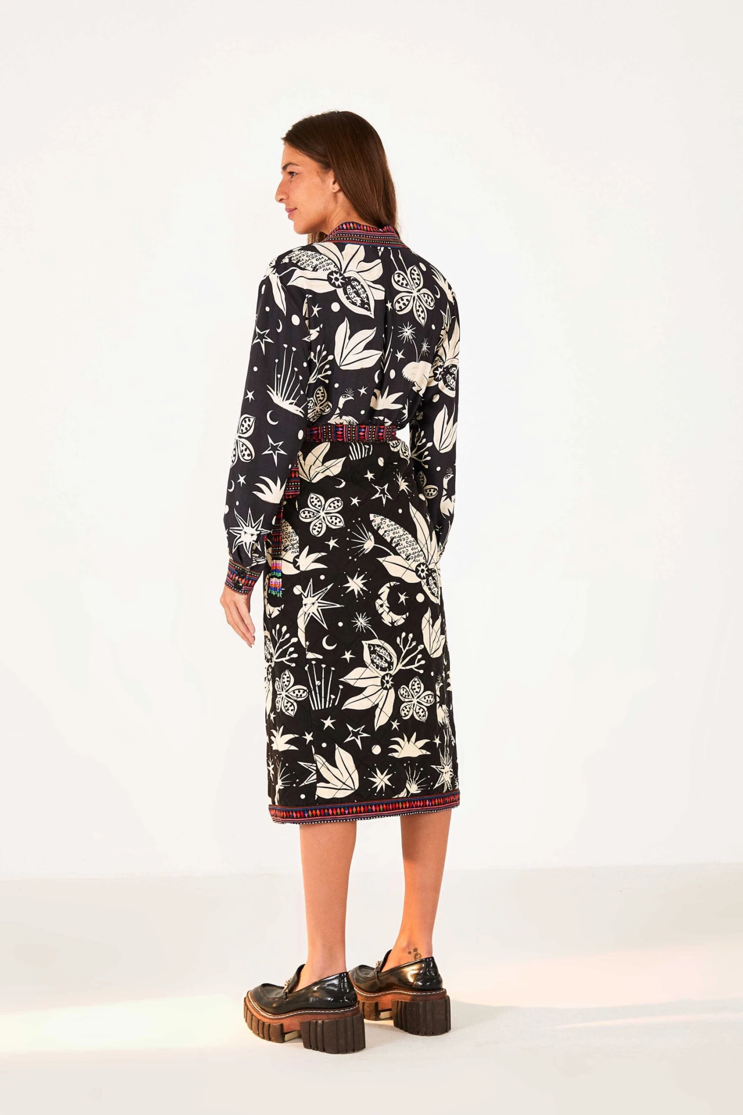 Farm Rio Black & White Cerrado Sky Wrap Skirt 4 Farm Rio Black & White Cerrado Sky Wrap Skirt - Image 4