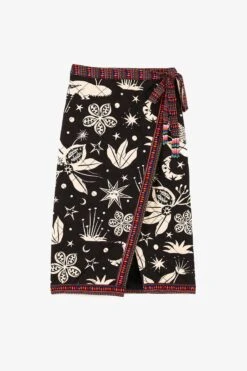 Farm Rio Black & White Cerrado Sky Wrap Skirt 11 Farm Rio Black & White Cerrado Sky Wrap Skirt -Colorful Wear Store 301945 06