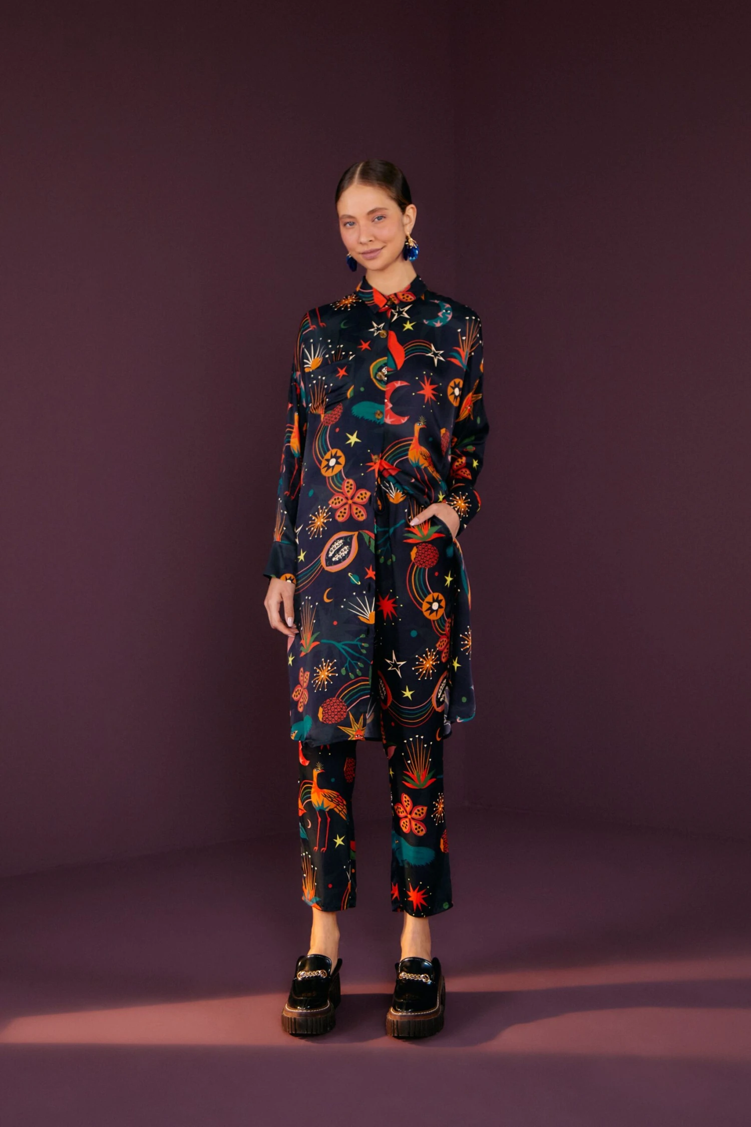 Farm Rio Black Cerrado Sky Pants 1 Farm Rio Black Cerrado Sky Pants