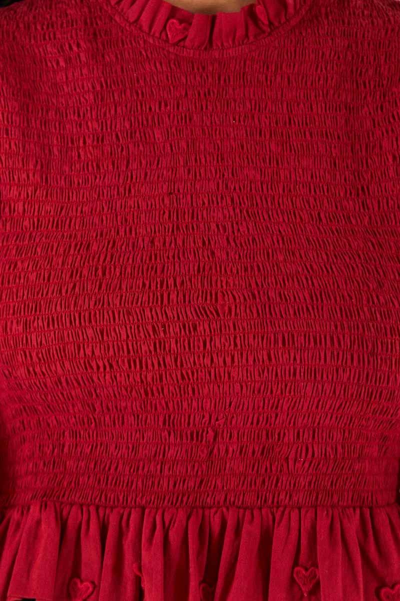 Farm Rio Burgundy 3D Hearts Blouse 5 Farm Rio Burgundy 3D Hearts Blouse - Image 5