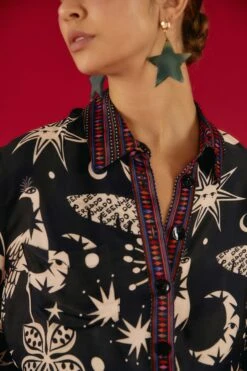 Farm Rio Black & White Cerrado Sky Shirt -Colorful Wear Store 302034 03