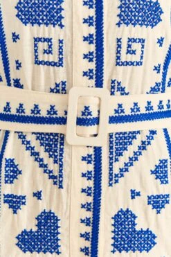 Farm Rio Blue And White Cross Stitch Mini Dress 10 Farm Rio Blue And White Cross Stitch Mini Dress -Colorful Wear Store 302324 05