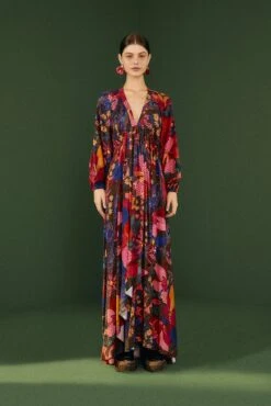 Farm Rio Black Wild Life Lenzing™ Ecovero™ Viscose Maxi Dress
