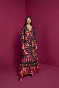 Farm Rio Black Banana Sky Lenzing™ Ecovero™ ViscoseMaxi Dress -Colorful Wear Store 302687 04