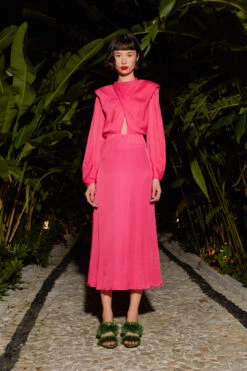 Farm Rio Pink Shoulder Pads Maxi Dress -Colorful Wear Store 303766 03