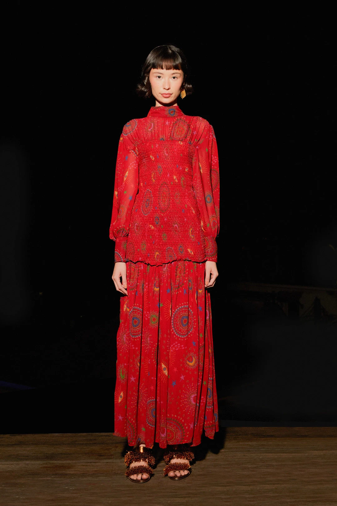 Farm Rio Red Mystic Night Midi Dress 1 Farm Rio Red Mystic Night Midi Dress