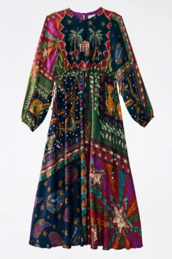 Farm Rio Shiny Mixed Scarves Cut Out Midi Dress 12 Farm Rio Shiny Mixed Scarves Cut Out Midi Dress -Colorful Wear Store 303802 07