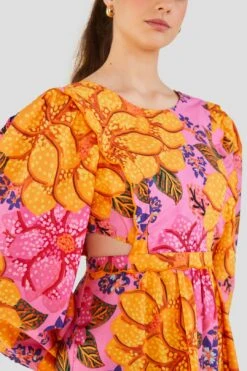 Farm Rio Flowers Garden Organic Cotton Midi Dress -Colorful Wear Store 303806 03