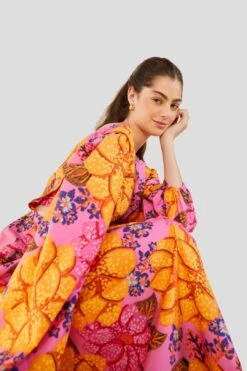 Farm Rio Flowers Garden Organic Cotton Midi Dress -Colorful Wear Store 303806 05