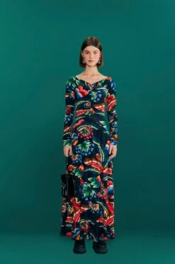 Farm Rio Black Chevron Forest Lenzing™ Ecovero™ Viscose Dress -Colorful Wear Store 303809 02