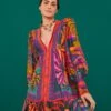Farm Rio Graphic Foliage Lenzing™ Ecovero™ Viscose Mini Dress