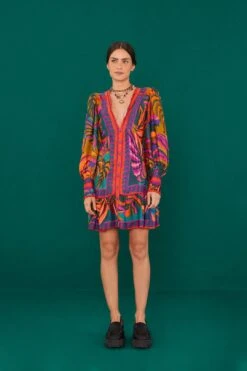 Farm Rio Graphic Foliage Lenzing™ Ecovero™ Viscose Mini Dress -Colorful Wear Store 303810 03