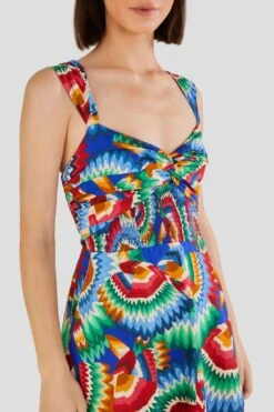 Farm Rio Chevron Toucans Midi Dress -Colorful Wear Store 303814 03