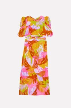 Farm Rio Colorful Leaves Midi Dress -Colorful Wear Store 303823 06