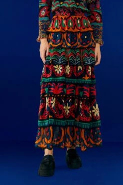 Farm Rio Black Night Sky Maxi Skirt 8 Farm Rio Black Night Sky Maxi Skirt -Colorful Wear Store 303828 03