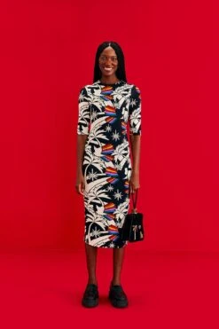 Farm Rio Toucans Wave Lenzing™ Ecovero™ Viscose Midi Dress -Colorful Wear Store 303851 02