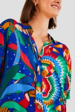 Farm Rio Mixed Blue Prints Unisex Shirt -Colorful Wear Store 303855 03