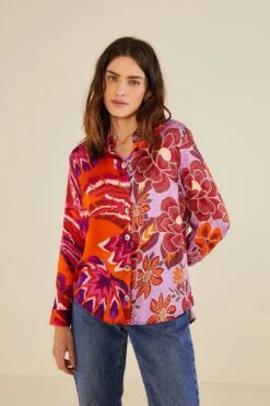 Farm Rio Lilac Mixed Prints Shirt -Colorful Wear Store 303859 03