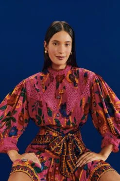 Farm Rio Pink Sweet Forest Blouse