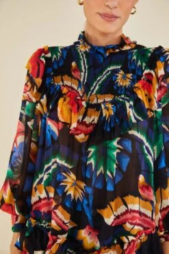 Farm Rio Black Chevron Forest Blouse -Colorful Wear Store 303898 04