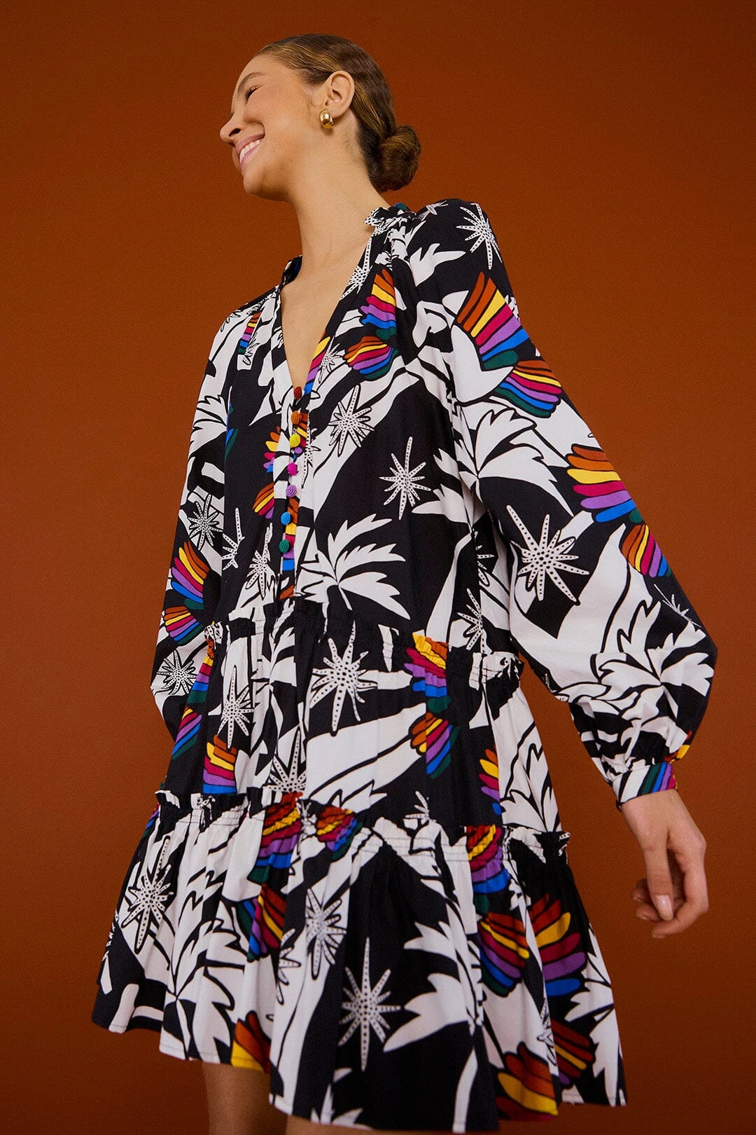 Farm Rio Toucans Wave Organic Cotton Mini Dress 1 Farm Rio Toucans Wave Organic Cotton Mini Dress