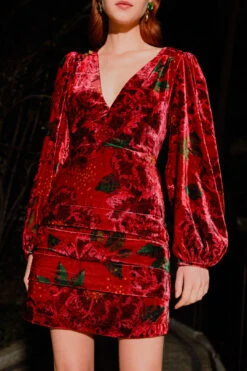 Farm Rio Red Shiny Flowers Mini Dress -Colorful Wear Store 303911 01