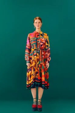 Farm Rio Graphic Scarves Shirtdress -Colorful Wear Store 303921 02