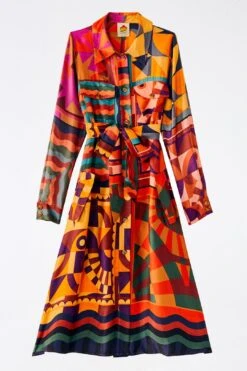 Farm Rio Graphic Scarves Shirtdress -Colorful Wear Store 303921 05