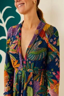 Farm Rio Navy Cool Macaw Maxi Dress 8 Farm Rio Navy Cool Macaw Maxi Dress -Colorful Wear Store 303923 03