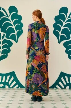 Farm Rio Navy Cool Macaw Maxi Dress 9 Farm Rio Navy Cool Macaw Maxi Dress -Colorful Wear Store 303923 04