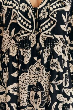 Farm Rio Black Graphic Floral Mini Dress -Colorful Wear Store 303926 05