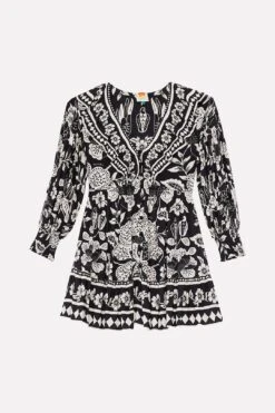 Farm Rio Black Graphic Floral Mini Dress -Colorful Wear Store 303926 06