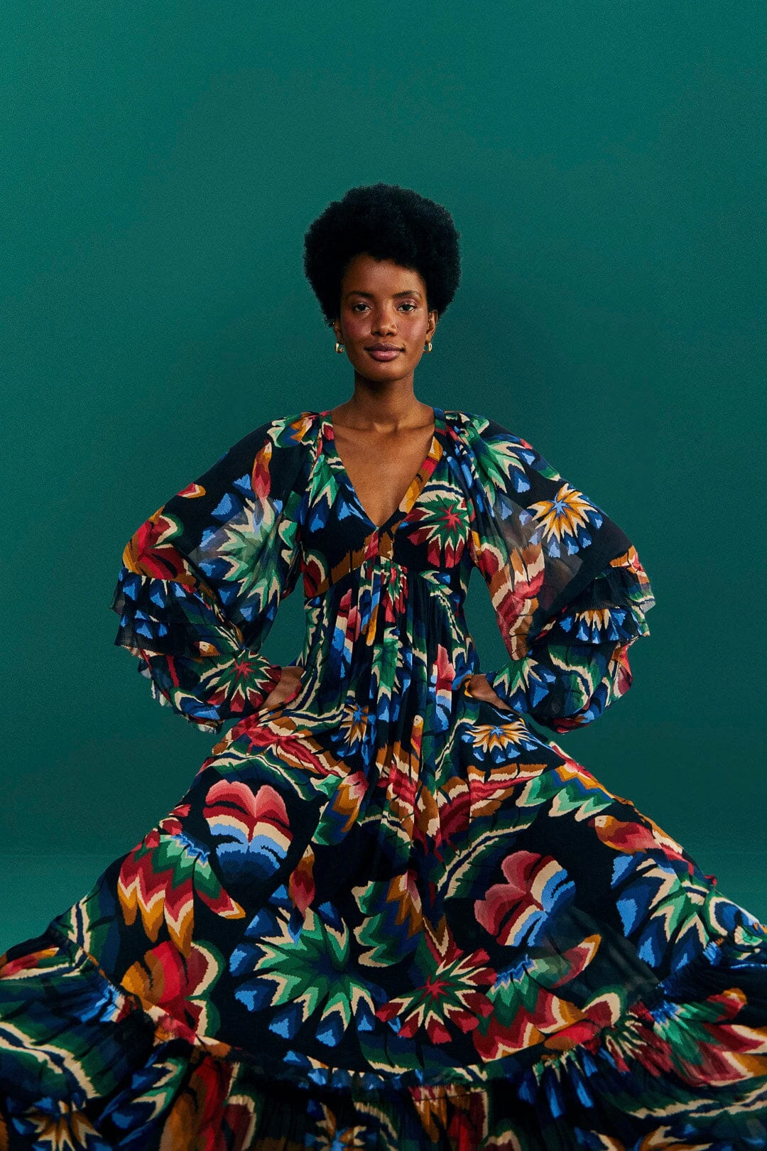 Farm Rio Black Chevron Forest Maxi Dress 1 Farm Rio Black Chevron Forest Maxi Dress